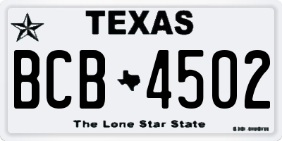TX license plate BCB4502