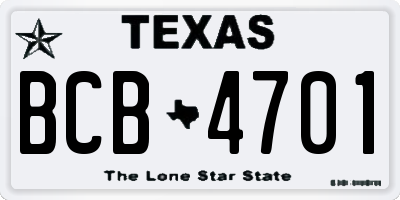 TX license plate BCB4701
