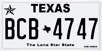 TX license plate BCB4747
