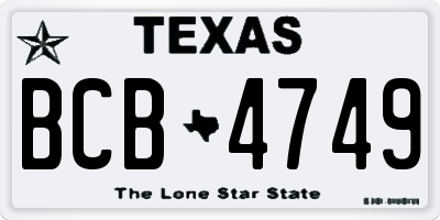 TX license plate BCB4749