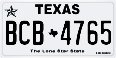 TX license plate BCB4765
