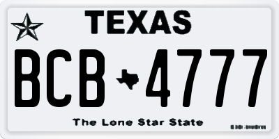 TX license plate BCB4777