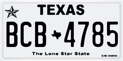 TX license plate BCB4785