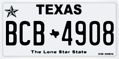 TX license plate BCB4908