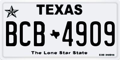 TX license plate BCB4909