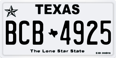TX license plate BCB4925