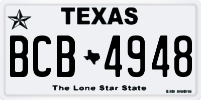 TX license plate BCB4948