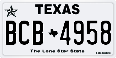 TX license plate BCB4958