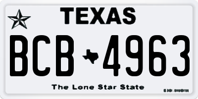 TX license plate BCB4963