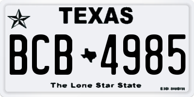 TX license plate BCB4985