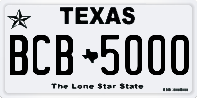 TX license plate BCB5000