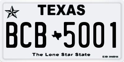 TX license plate BCB5001