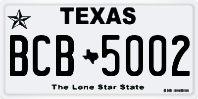 TX license plate BCB5002