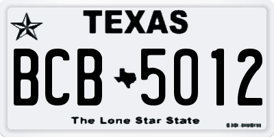 TX license plate BCB5012