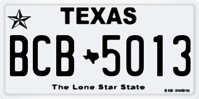 TX license plate BCB5013
