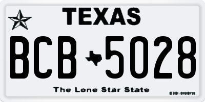 TX license plate BCB5028