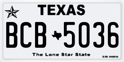 TX license plate BCB5036