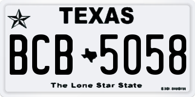 TX license plate BCB5058