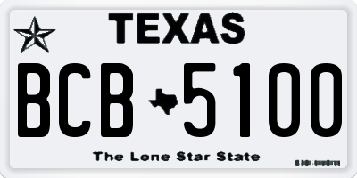 TX license plate BCB5100