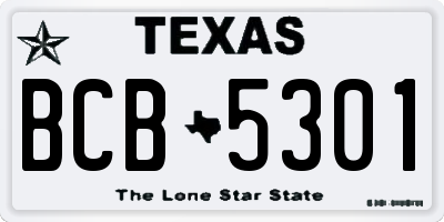 TX license plate BCB5301