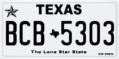 TX license plate BCB5303