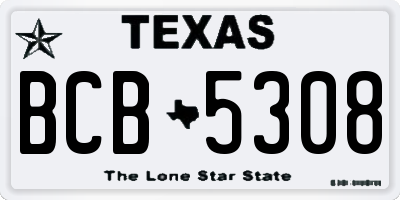 TX license plate BCB5308