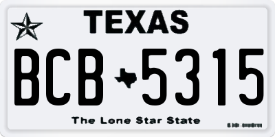 TX license plate BCB5315