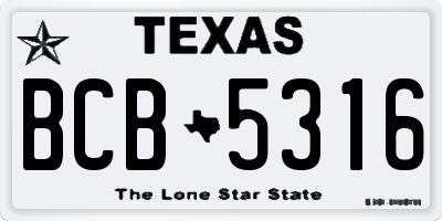 TX license plate BCB5316