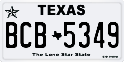 TX license plate BCB5349