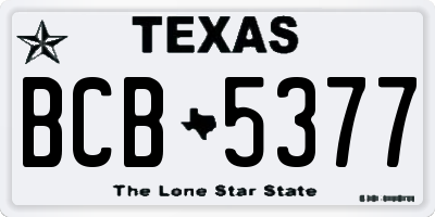 TX license plate BCB5377