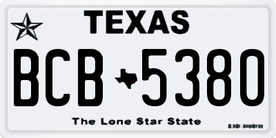 TX license plate BCB5380