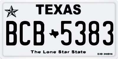 TX license plate BCB5383