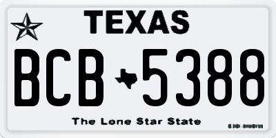 TX license plate BCB5388