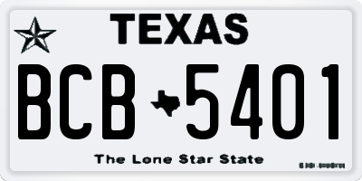 TX license plate BCB5401