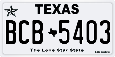 TX license plate BCB5403