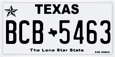 TX license plate BCB5463