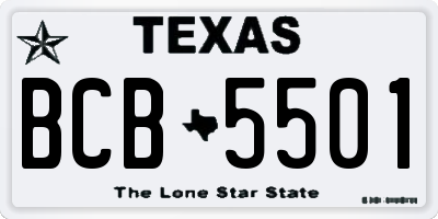 TX license plate BCB5501