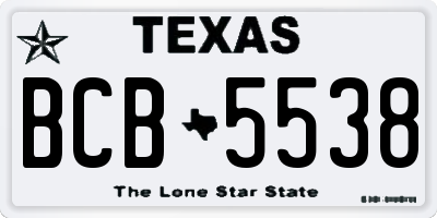 TX license plate BCB5538