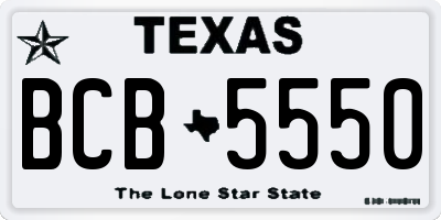TX license plate BCB5550