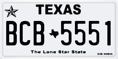 TX license plate BCB5551