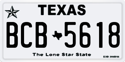 TX license plate BCB5618