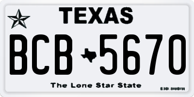 TX license plate BCB5670