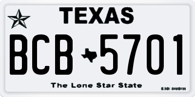 TX license plate BCB5701