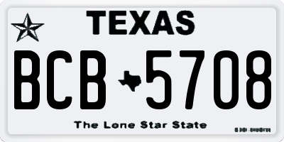 TX license plate BCB5708