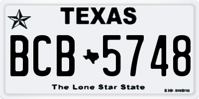TX license plate BCB5748