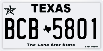 TX license plate BCB5801