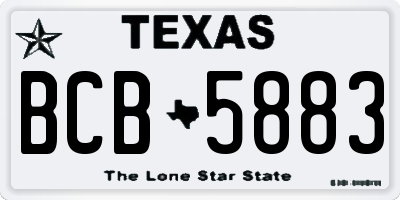 TX license plate BCB5883