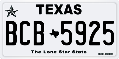 TX license plate BCB5925