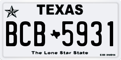 TX license plate BCB5931