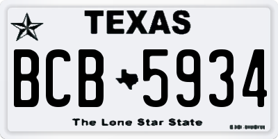 TX license plate BCB5934